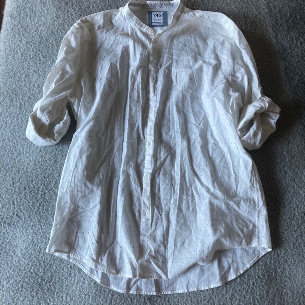 Zara white button down polka dot relaxed fit xl